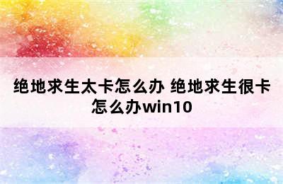 绝地求生太卡怎么办 绝地求生很卡怎么办win10